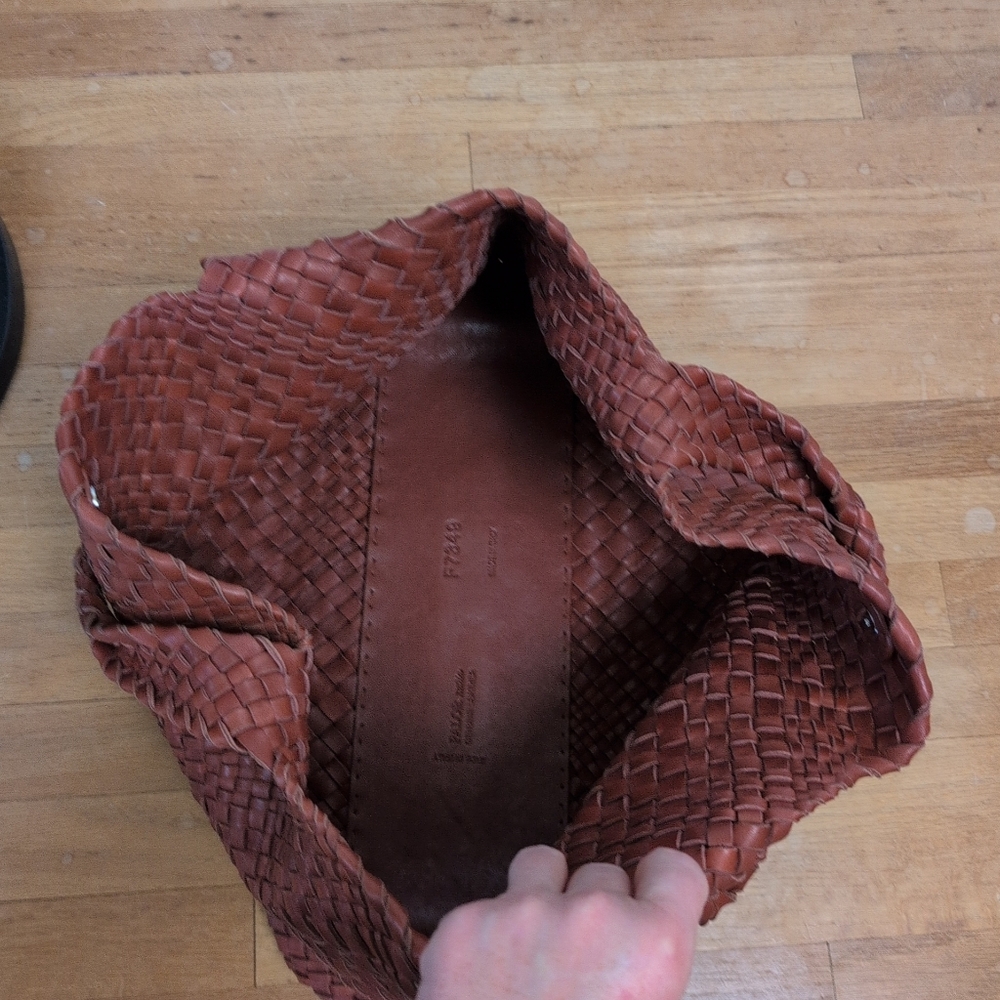 Falorni Luxury Woven Soft Leather Tote NWOT Reddish Brown - Picture 11 of 16